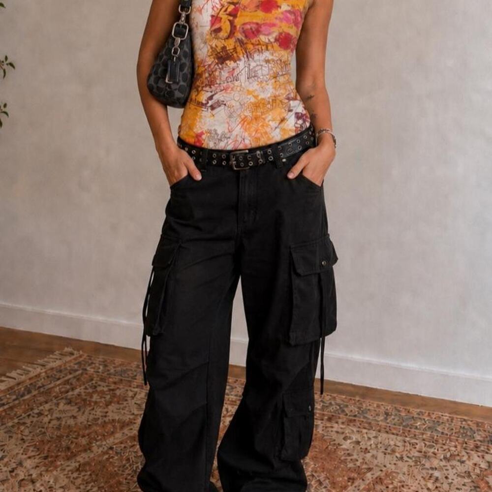 Vintage OJAI Abstract Graphic Tank Top Y2K Artsy Boho Grunge Stretch Medium